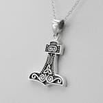 Sterling Silver Thor's Hammer Pendant - Norse Jewelry