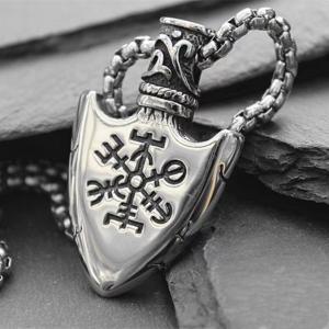 Silver Viking Arrowhead Vegvisir Valknut Pendant Necklace