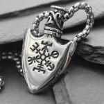 Silver Viking Arrowhead Vegvisir Valknut Pendant Necklace