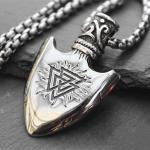 Silver Viking Arrowhead Vegvisir Valknut Pendant Necklace