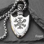 Silver Viking Arrowhead Vegvisir Valknut Pendant Necklace