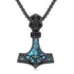 Sterling Silver Thor’s Hammer Necklace with Turquoise