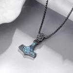 Sterling Silver Thor’s Hammer Necklace with Turquoise