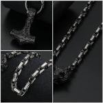 Viking Thor's Hammer Necklace with Wolf Head Pendant