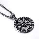 Norse Viking Amulet Necklace with Valknut & Vegvisir