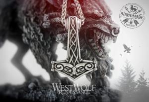 Viking Mjolnir Hammer Pendant with Thor Face
