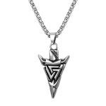 Viking Valknut Arrow Necklace in Stainless Steel