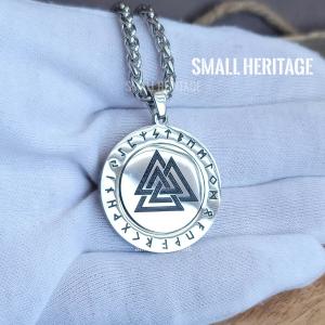 Valknut Necklace with Rotating Stainless Steel Pendant