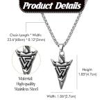 Viking Valknut Arrow Necklace in Stainless Steel