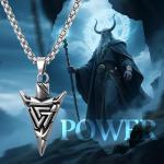Viking Valknut Arrow Necklace in Stainless Steel