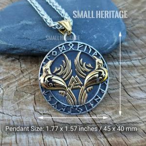 Huginn and Muninn Raven Viking Pendant Necklace