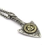 Viking Spear Head Valknut Necklace in Gold