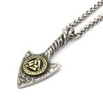 Viking Spear Head Valknut Necklace in Gold