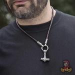Viking Thor's Hammer and Fenrir Pendant Necklace