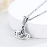 Mjolnir Necklace in Sterling Silver with Vegvisir