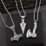 Viking Necklace Set: Mjolnir, Axe & Spearhead Pendants