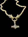 Viking Wolf Necklace with Thor’s Hammer Pendant
