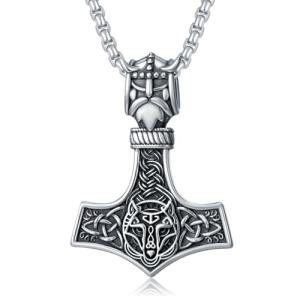 Mjolnir Thor's Hammer Pendant Necklace in Silver