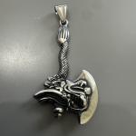 Viking Valknut Axe Pendant with 24-Inch Chain