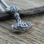 Viking Mjolnir Hammer Valknut Pendant Necklace