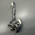 Viking Valknut Axe Pendant with 24-Inch Chain