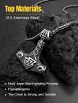 Valknut Amulet Thor's Hammer Necklace for Men