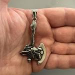 Viking Valknut Axe Pendant with 24-Inch Chain