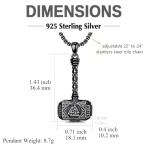 Black Thor's Hammer Necklace with Viking Runes