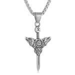 Viking Valknut Pendant Necklace in Silver Steel
