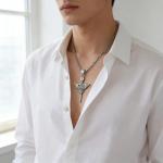 Viking Valknut Pendant Necklace in Silver Steel