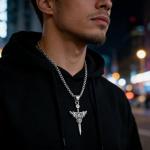 Viking Valknut Pendant Necklace in Silver Steel