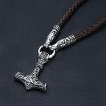 Viking Thor's Hammer and Fenrir Pendant Necklace