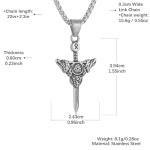 Viking Valknut Pendant Necklace in Silver Steel