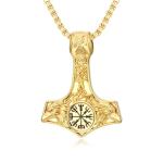 Viking Thor’s Hammer Necklace in Gold Plated Style