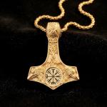 Viking Thor’s Hammer Necklace in Gold Plated Style