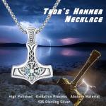 Mjolnir Necklace in Sterling Silver with Vegvisir