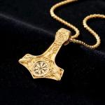 Viking Thor’s Hammer Necklace in Gold Plated Style