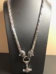 Viking Mjolnir Pendant with Wolf Head Necklace