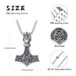 Mjolnir Thor's Hammer Pendant Necklace in Silver