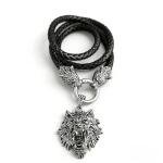 Viking Wolf Necklace with Thor's Hammer Pendant