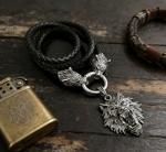 Viking Wolf Necklace with Thor's Hammer Pendant