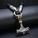 Mjolnir Thor's Hammer Pendant Necklace with Rune Ring