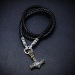 Mjolnir Thor's Hammer Pendant Necklace with Rune Ring