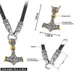 Mjolnir Thor's Hammer Pendant Necklace with Rune Ring