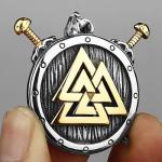 Valknut Sword Shield Pendant - Viking Necklace for Men