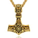 Men's Gold Plated Thor's Hammer Pendant Necklace