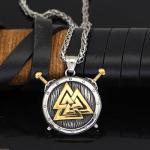 Valknut Sword Shield Pendant - Viking Necklace for Men