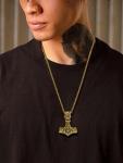 Men's Gold Plated Thor's Hammer Pendant Necklace