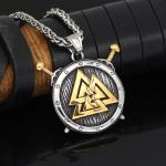 Valknut Sword Shield Pendant - Viking Necklace for Men