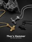 Men's Gold Plated Thor's Hammer Pendant Necklace